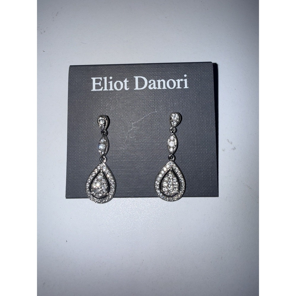Eliot Danori by NADRI Silver-Tone Cubic Zirconia Pave‎ Teardrop Earrings NEW